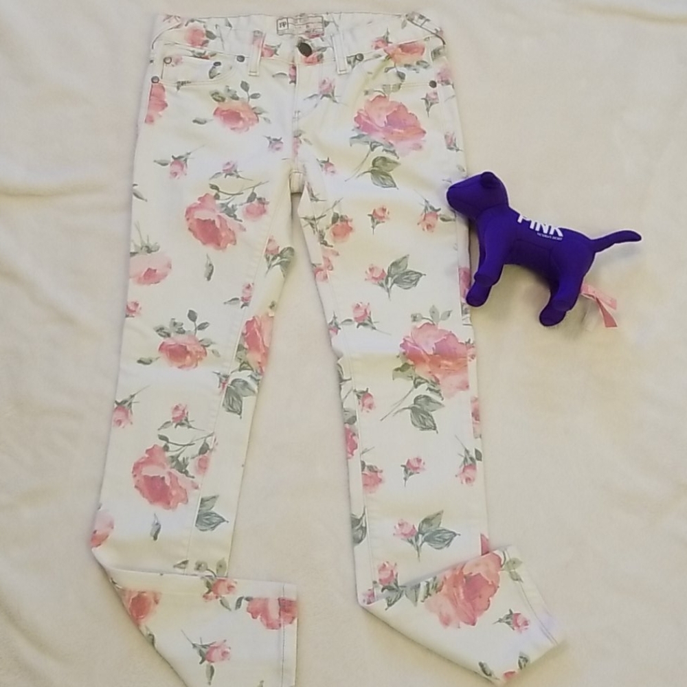 Free People White Jeans with Roses Size 25 New - Picture 5 of 9